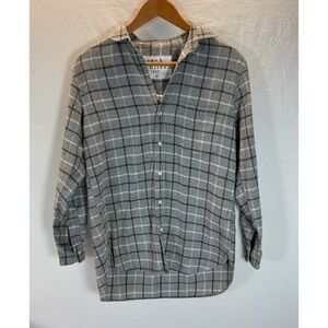 Frank‎ & Eileen Joedy Shirt Womens XS Gray Plaid Light Flannel Oversized Italy